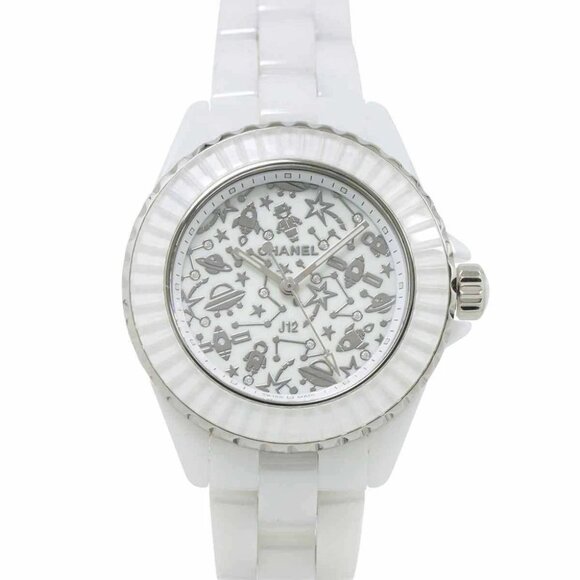 CHANEL J12 Cosmic H7990 Ceramic Diamond Quartz White Dial Ladies 90277891 - Picture 1 of 7